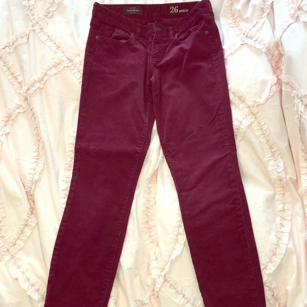 J. Crew Toothpick Cord- burgundy/wine